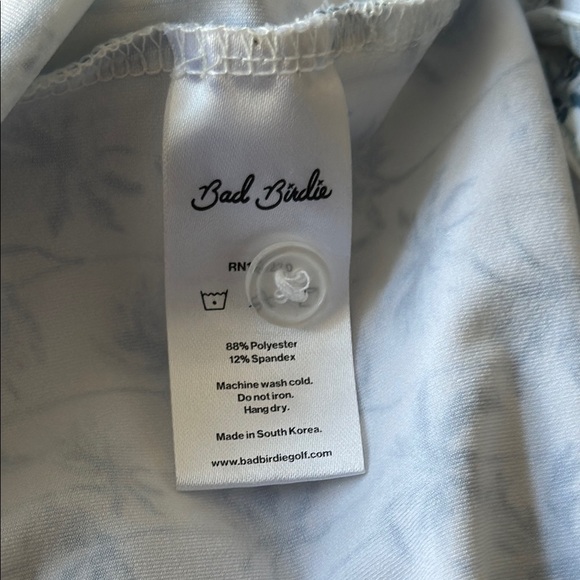 Bad Birdie Blue and White Palm Tree Golf Polo Shirt - Picture 6 of 9